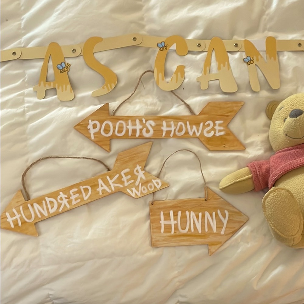 Winnie the Pooh Wooden Sign Set and Banner